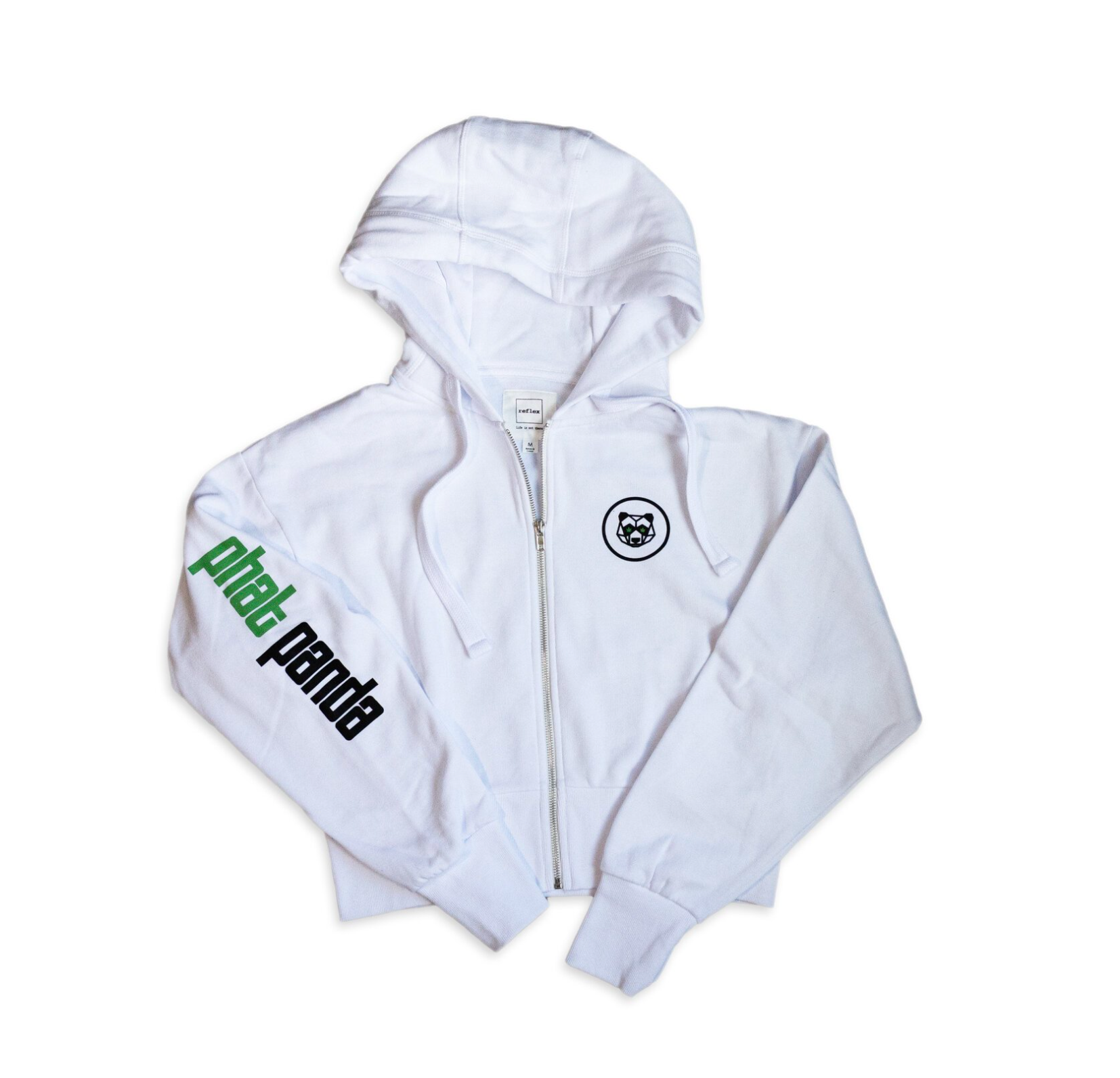Womens Geo Panda Crop Zip-Up Hoodie