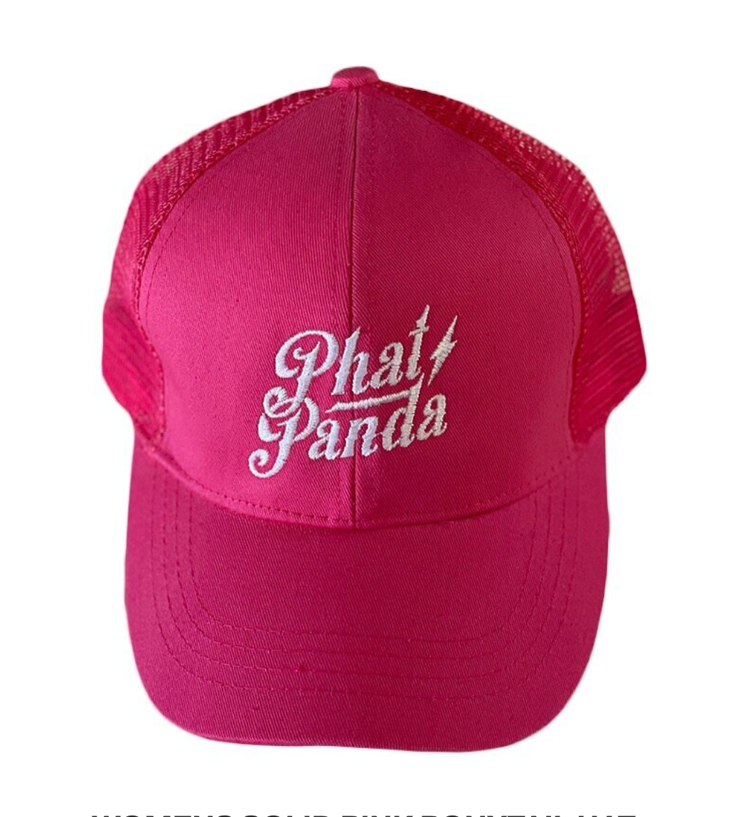 Womens Solid Pink Ponytail Hat