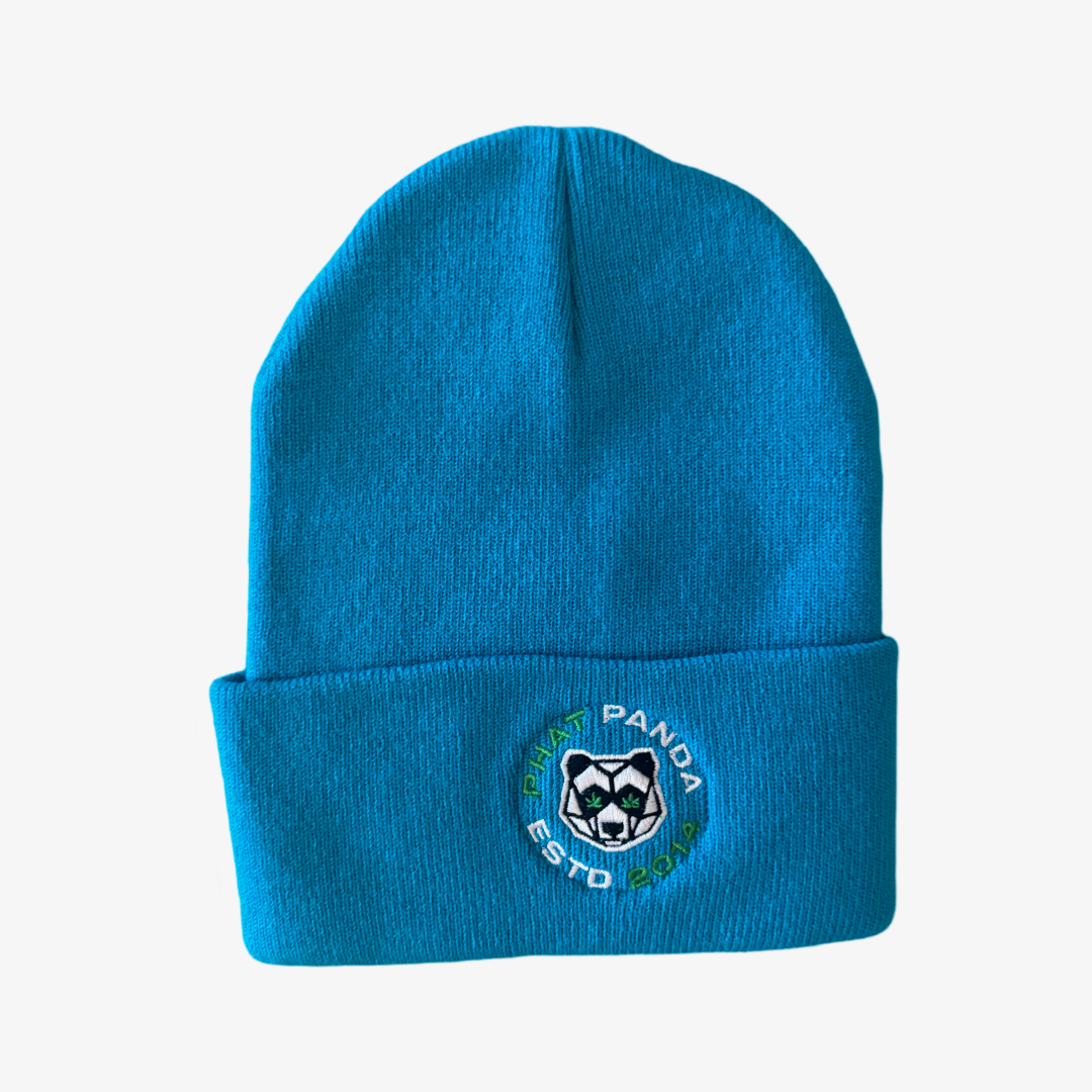 Neon Blue Geo Logo Beanie