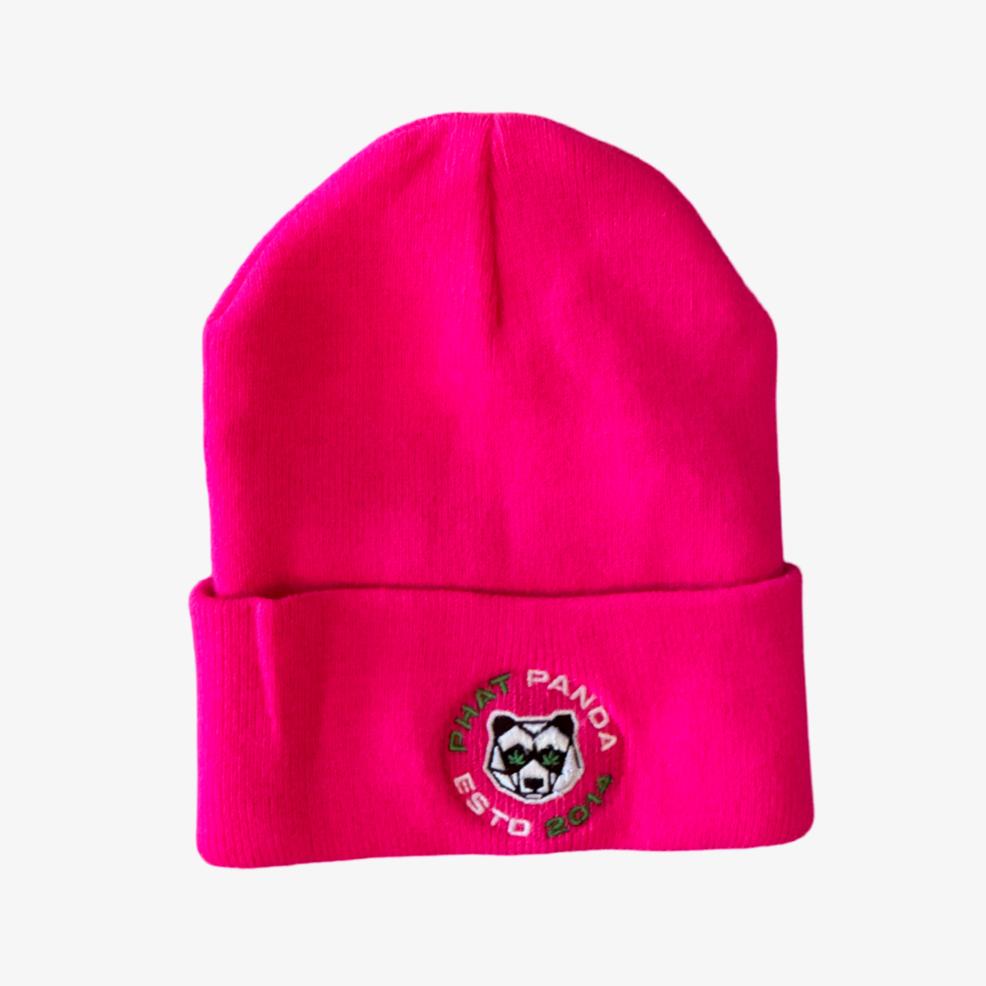 Neon Pink Geo Logo Beanie